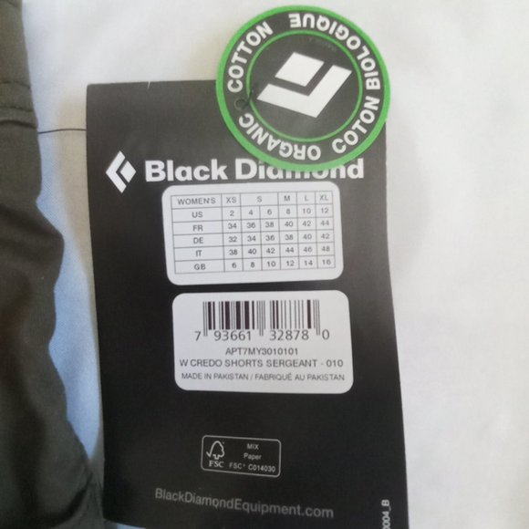 Black Diamont Credo organic cotton shorts Size 10 NWT - Picture 3 of 9